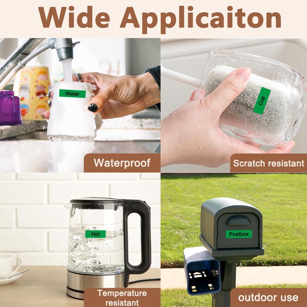 Hehua 18mm 0.7 Laminated Green Tape Compatible for Brother P-Touch TZe-741 TZe741 TZ741 TZ741 TZe TZ Label Tape for Ptouch PT D400 D600 D610 P710bt, 3/4'' x 26.2ft Black on Green, 3 Pack