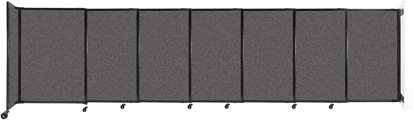 Wall-Mounted Sliding StraightWall Room Divider | Adjustable Widths | Locking Wheels | Room Separator | Up to 15'6" Wide x 4' Tall Charcoal Gray Fabric Panels
