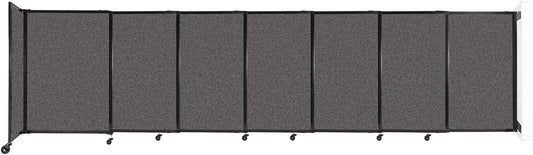 Wall-Mounted Sliding StraightWall Room Divider | Adjustable Widths | Locking Wheels | Room Separator | Up to 15'6" Wide x 4' Tall Charcoal Gray Fabric Panels