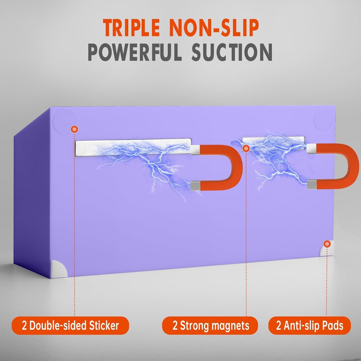 Magnetic Dry Erase Marker Holder, Acrylic Magnet Pen Holder for Whiteboard, Refrigerator, Magnetic Fridge Organizer for Office, Classroom, Whiteboard Maker Holder, Locker Organizer-Purple