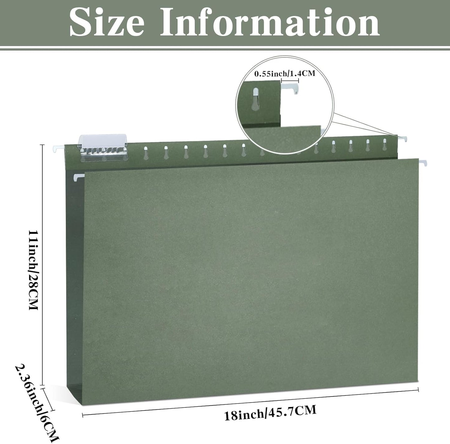 gisgfim 25 Pack Reinforced 11x17 Hanging File Folders 1/5 Cut Heavy Duty Hanging File Folders with Plastic Tabs & Label Cards Expanding Hangers File Organizer for Drawing Engineering Document (Green)