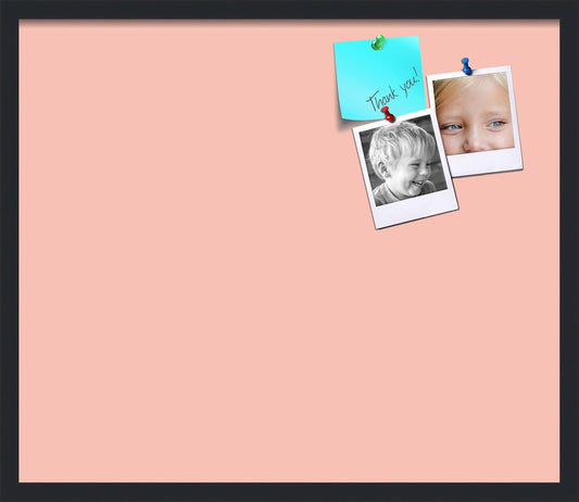 PinPix 28x24 Inch Cork Bulletin Board. This Decorative Framed Pin Board Comes with Pink Pastel Design and a Satin Black Frame. Ideal for Home Office Decor or Message Board (PinPix-1813)