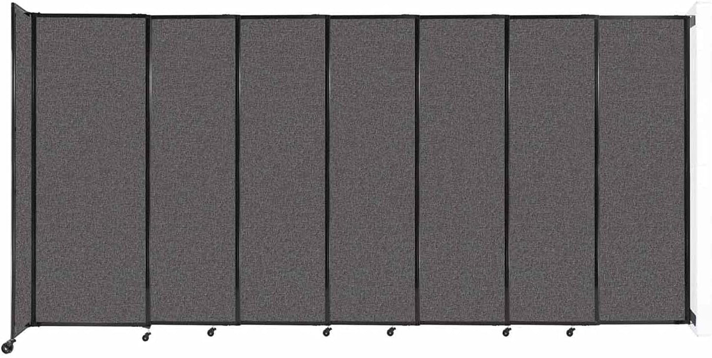 Wall-Mounted Sliding StraightWall Room Divider | Adjustable Widths | Locking Wheels | Room Separator | Up to 15'6" Wide x 7'6" Tall Charcoal Gray Fabric Panels
