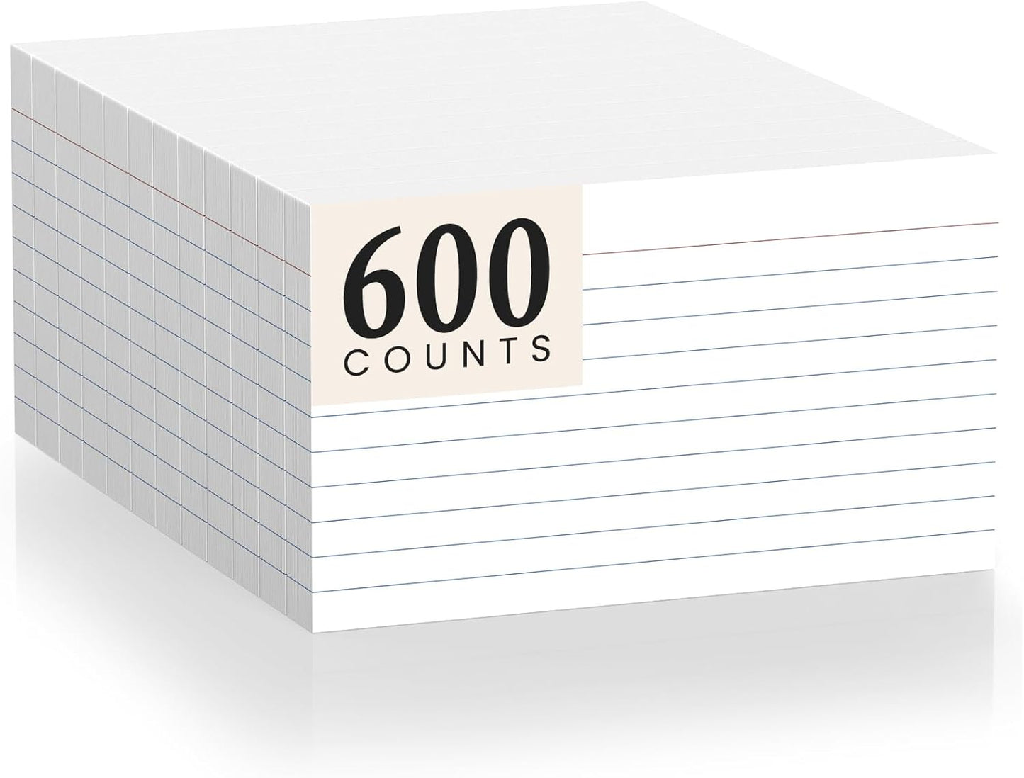 600 Count Index Cards 3 x 5 Inch White Lined Flash Cards Ideal for Studying and To-do-List, Portable Note Cards Taking for Students and Teachers, Flash Card Styled for Home, Office or School Use