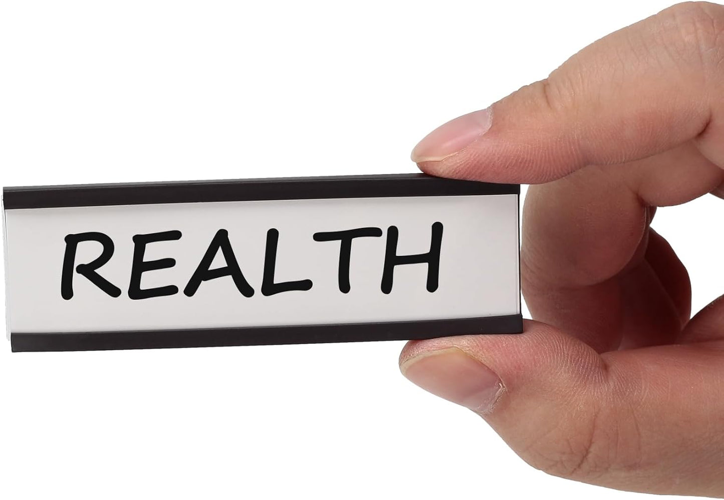 Realth C Channel Magnetic Label Holders 10 Pack 2' x 4'' with Paper Inserts and Clear Plastic Protectors, Magnetic Data Card Holders File Cabinet Labels for Metal Racks and Shelves