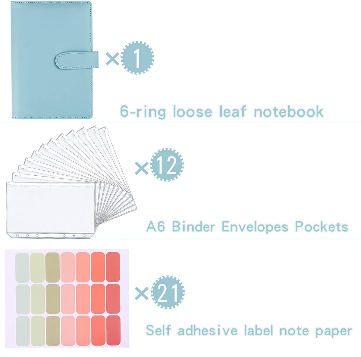 Money Saving Binder, Savings Challenges Book with for Cash Envelopes, 12pcs Zipper Envelopes A5 Budget Binder, Budget Planner for Managing Budgets and Saving Money -(Blue-9.2IN)