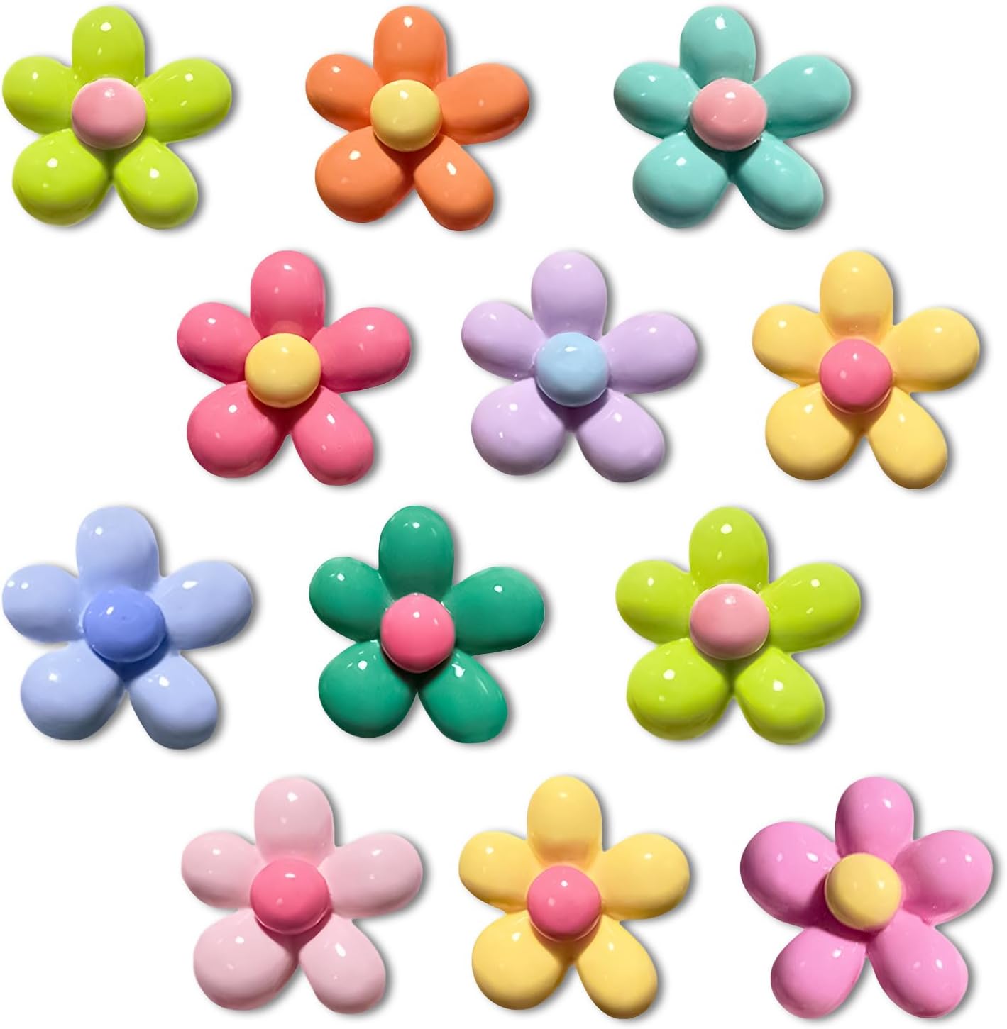 Qualsen Flower Magnets for Locker – 12 PCS Colorful Flower Fridge Magnets, Cute Locker Decorations for Girls, Small Strong Magnet for Whiteboard, Refrigerator, School Decor (8 Colors)