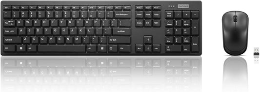 Lenovo 100 Wireless Keyboard and Mouse Combo – Cordless Set with Spill Resistant Quiet Keys – 3-Zone Keyboard - Ambidextrous Mouse – Compact Design – Wireless USB -Black