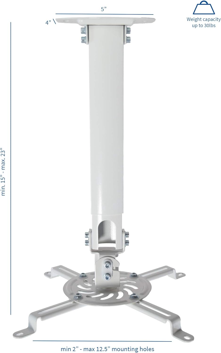 VIVO Universal Extending Ceiling Projector Mount, Height Adjustable Projection, White, MOUNT-VP02W