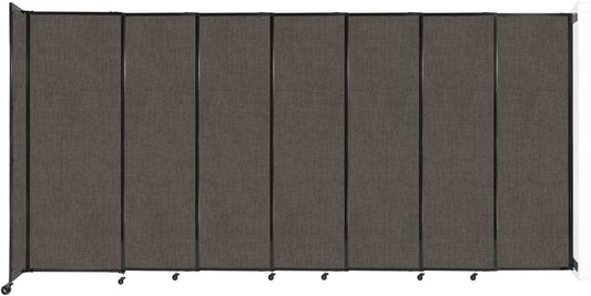 Wall-Mounted Sliding StraightWall Room Divider | Adjustable Widths | Locking Wheels | Room Separator | Up to 15'6" Wide x 7'6" Tall Mocha Fabric Panels