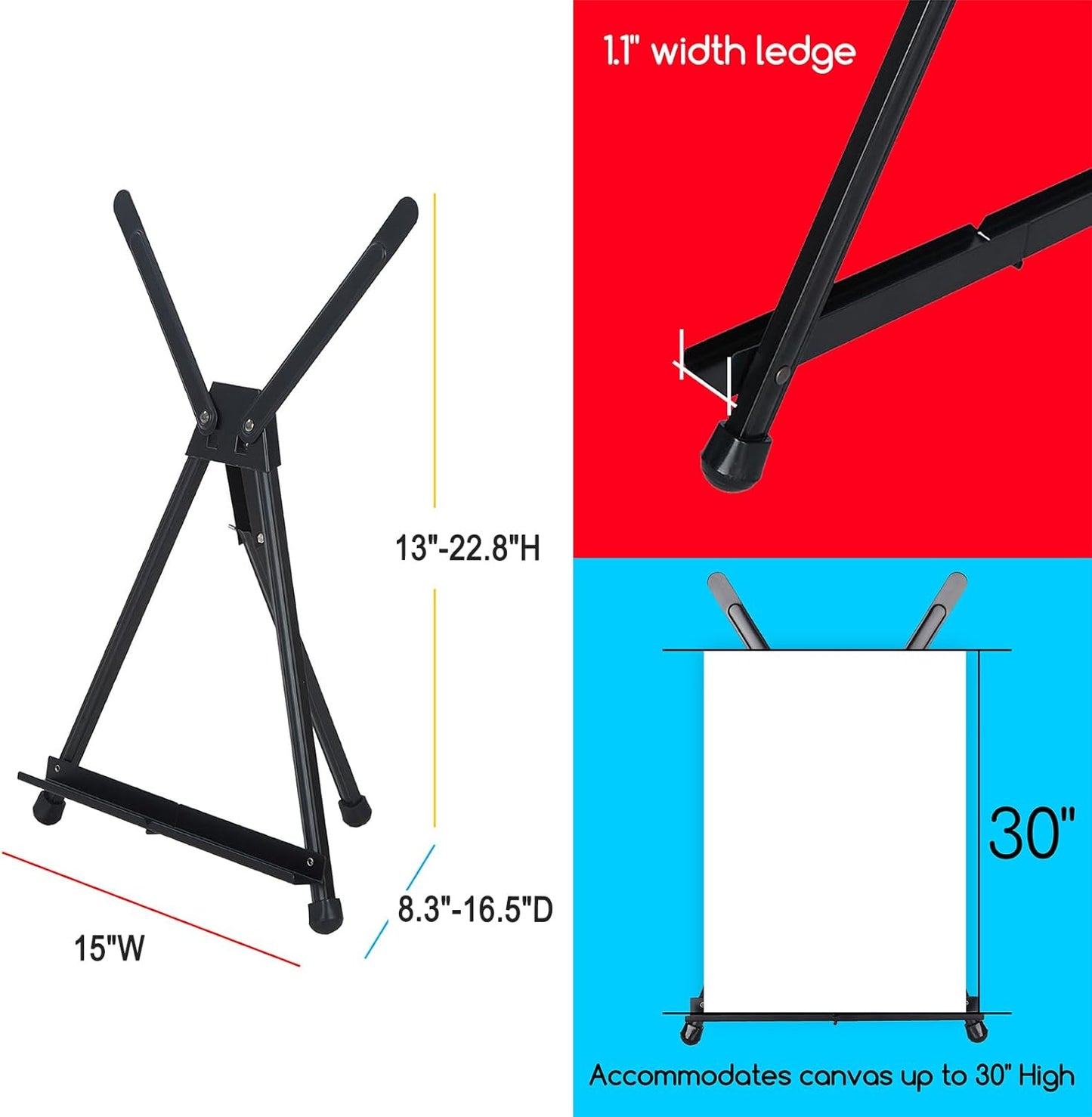 MEEDEN 10 Pcs Artist Tabletop Display Easel, Aluminum Tripod Easel for Painting, Collapsible Folding Frame Easel, Portable Lightweight Table Top Easel Stand, Hold Canvas Up to 24" x 30"