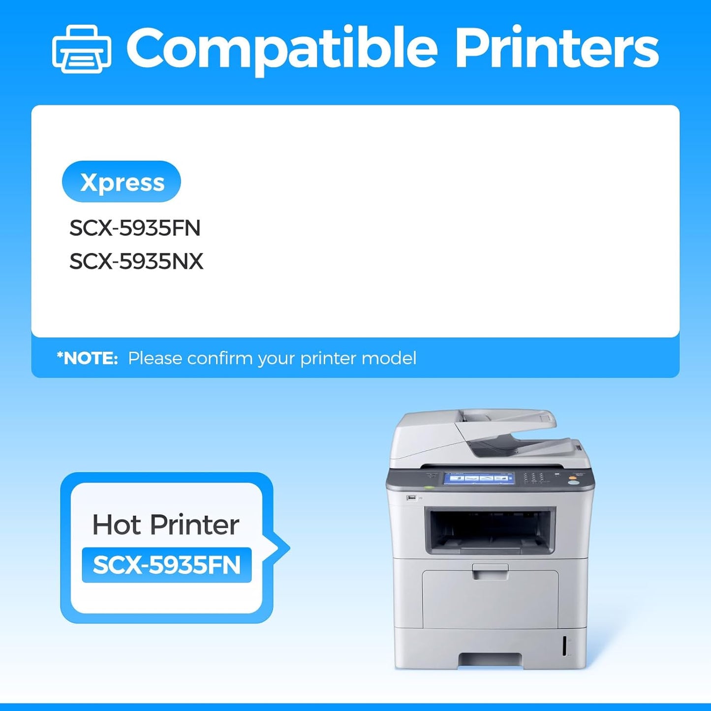 MLT-D206L Toner Cartridge Black 2-Pack High-Yield Replacement for Samsung MLT-D206L D206L 206L Compatible with Samsung SCX-5935FN SCX-5935NX Laser Multifunctional Printer, 10,000 Pages Monochrome Ink