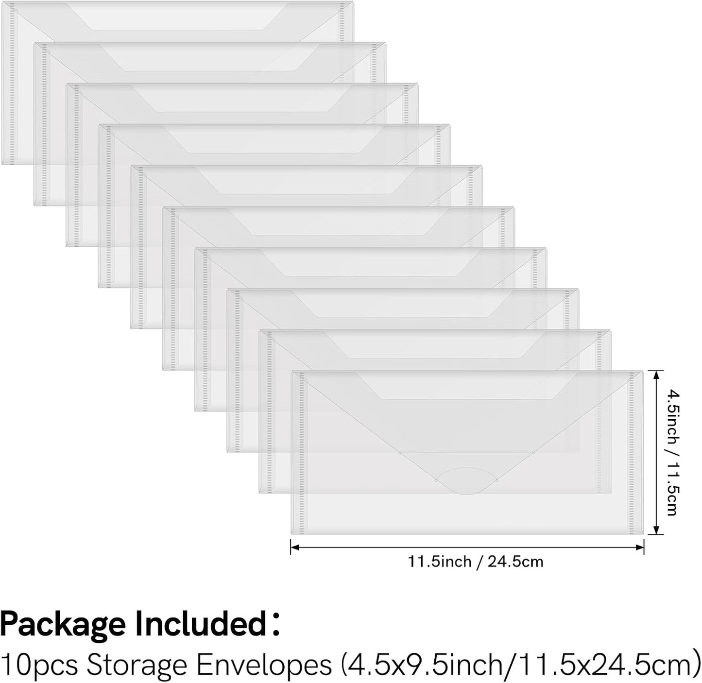 10 Pack Large Size Dies and Stamps Storage Pockets Bags,9.5x4.5inch Transparent Plastic Sturdy Storage Envelopes Folders for Cutting Dies Stencil Embossing Crafts for Paper Card Craft Organizer Holder