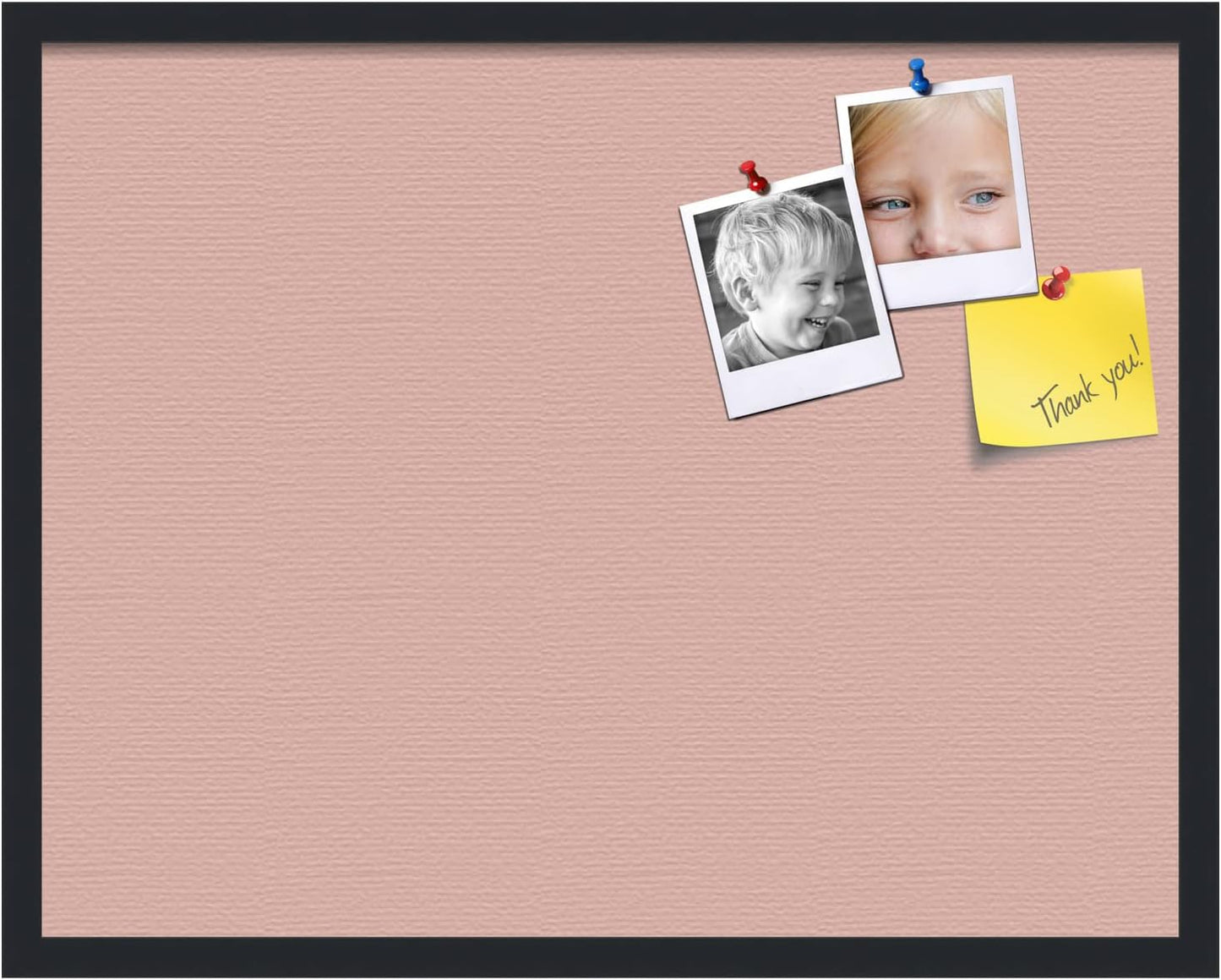 PinPix 28x22 Inch Cork Bulletin Board. This Decorative Framed Pin Board Comes with Pink Pastel Design and a Satin Black Frame. Ideal for Home Office Decor or Message Board (PinPix-1813)