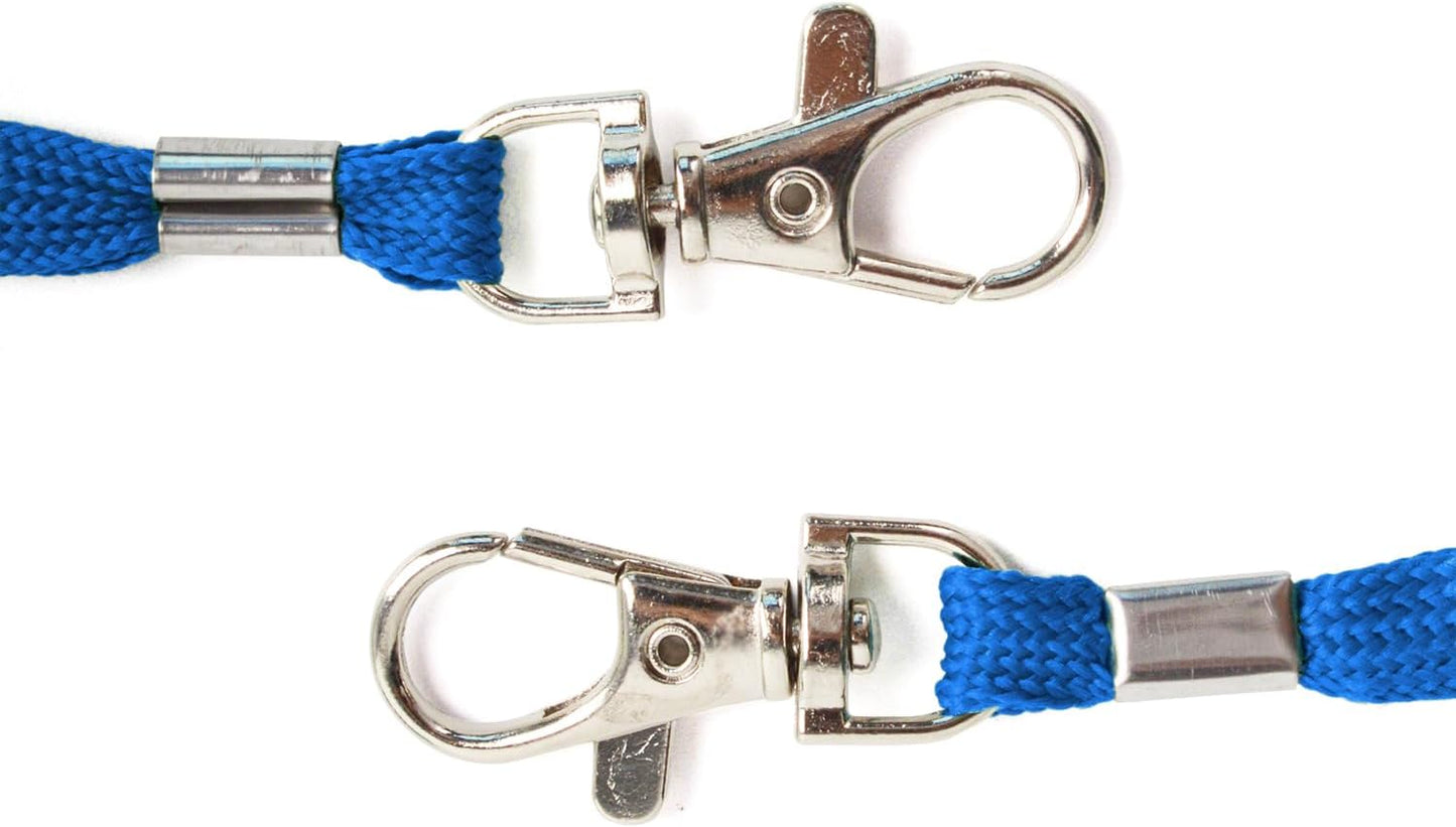 Blue Lanyards 50 Pcs Bulk Lanyard for Id Badges Flat Lanyard with Badge Clip Swivel Hook (50, Blue)