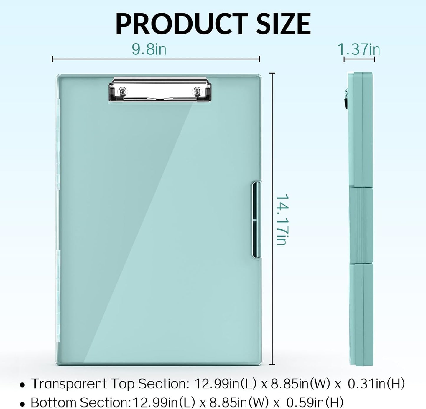Sooez Clipboard with Storage, Heavy Duty Cleaview Clip Boards 8.5x11 with Dual Storage, Dry Erase Plastic Nursing Clipboard, High Capacity Clipboards Folder for Teacher Nurse, School & Office Supplies