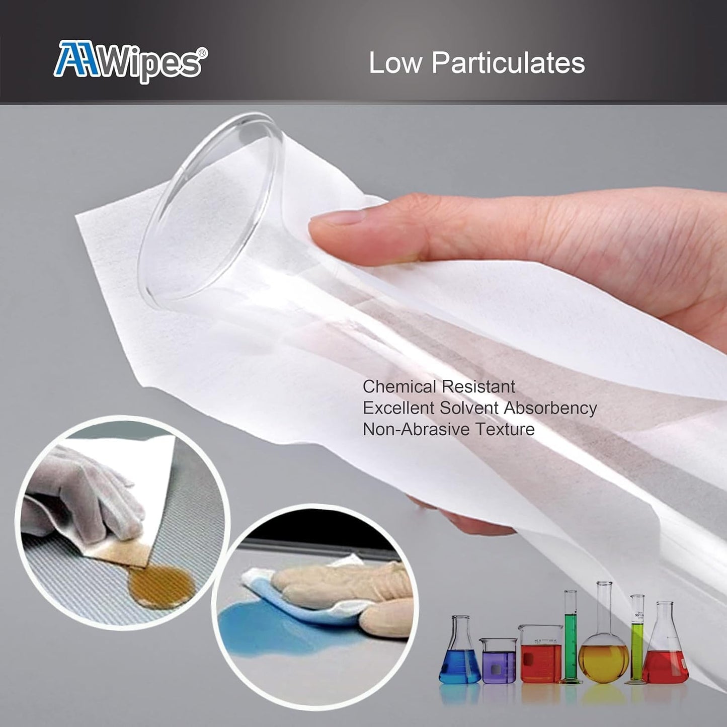 AAwipes Cleanroom Wipes 6" x 6" (Bag of 150 Pcs, Grade A, 68 GSM) Lint Free Wipes Cellulose/Polyester Wipers for Lab, Electronics, Pharmaceutics, Electronics, Printing (NW06806-150)