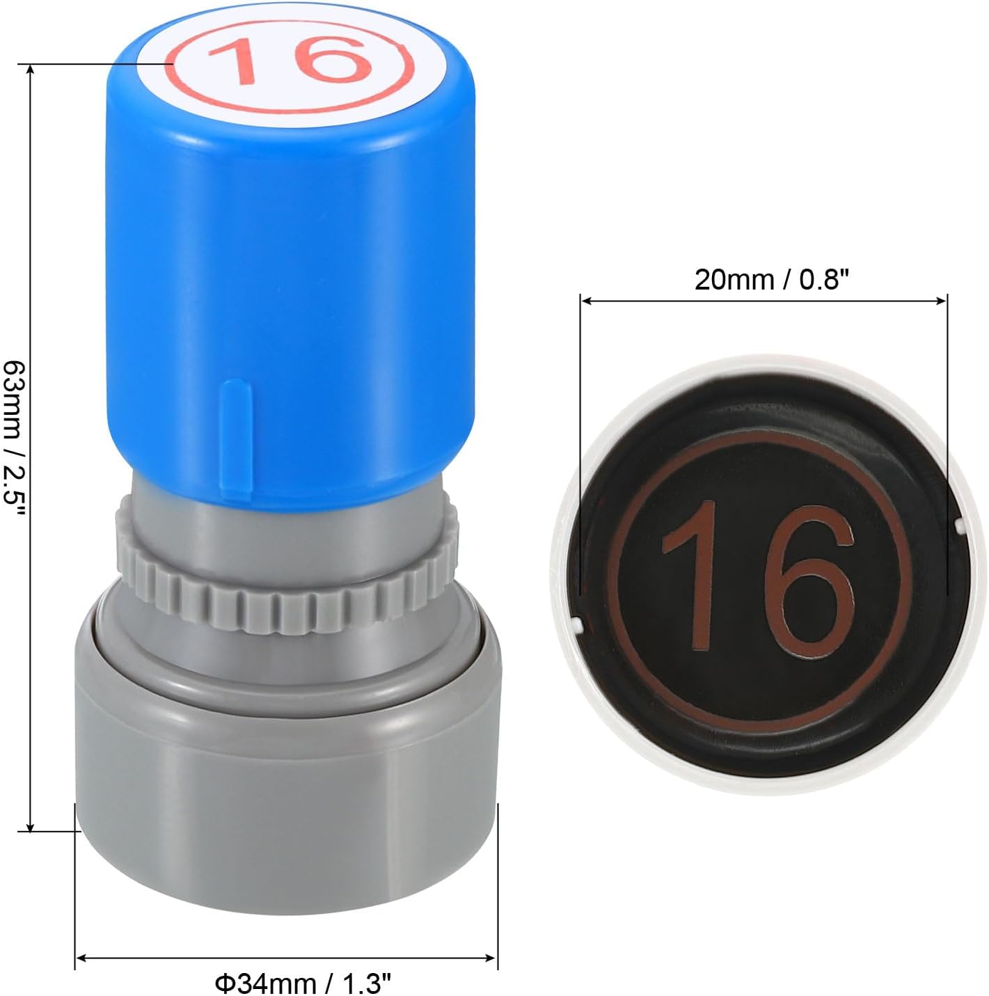 PATIKIL Number Stamps Self Inking, Numeral 16 Number Stamp Teacher Stamp Initial Stamp Ink Stamp for Class Notebook Scrapbooking DIY Craft Style 2, Red Ink