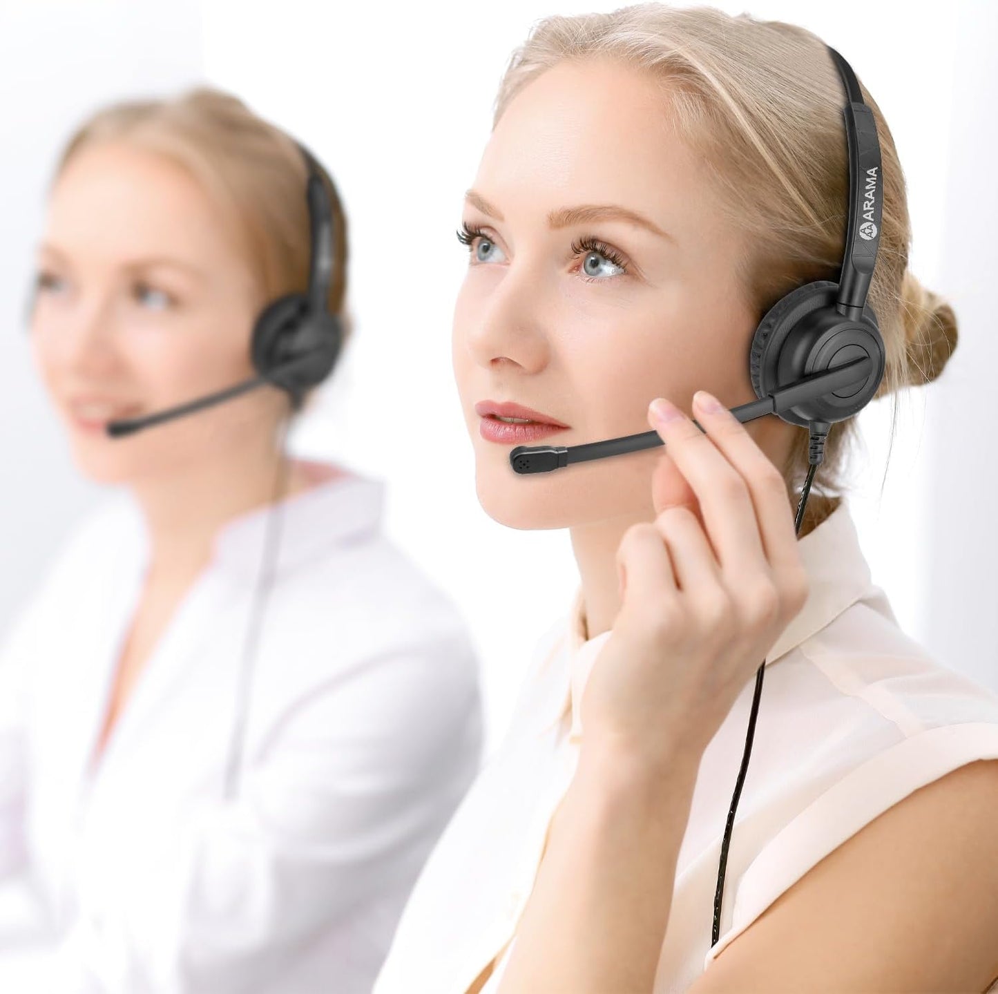 Arama Headset with Microphone for Pc, USB Headset with Noise Canceling Microphone for Laptop, Wired Computer Headset with Mute for Home Office Online Class Skype Zoom Meetings (USBA+USBC, Black)