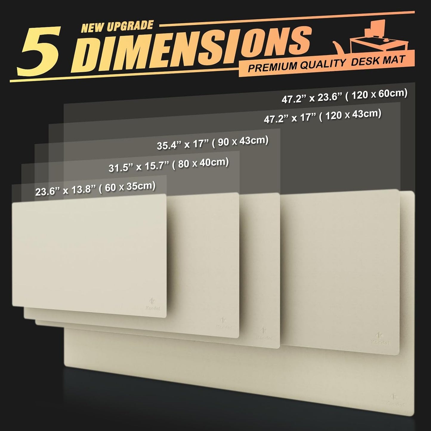 K KNODEL Small Office Leather Desk Mat, Mouse and Keyboard Pad, Computer and Laptop Mat, Desktop Protector and Cover, Writing Pad and Blotter (23.6"x13.8", Ivory Cream)