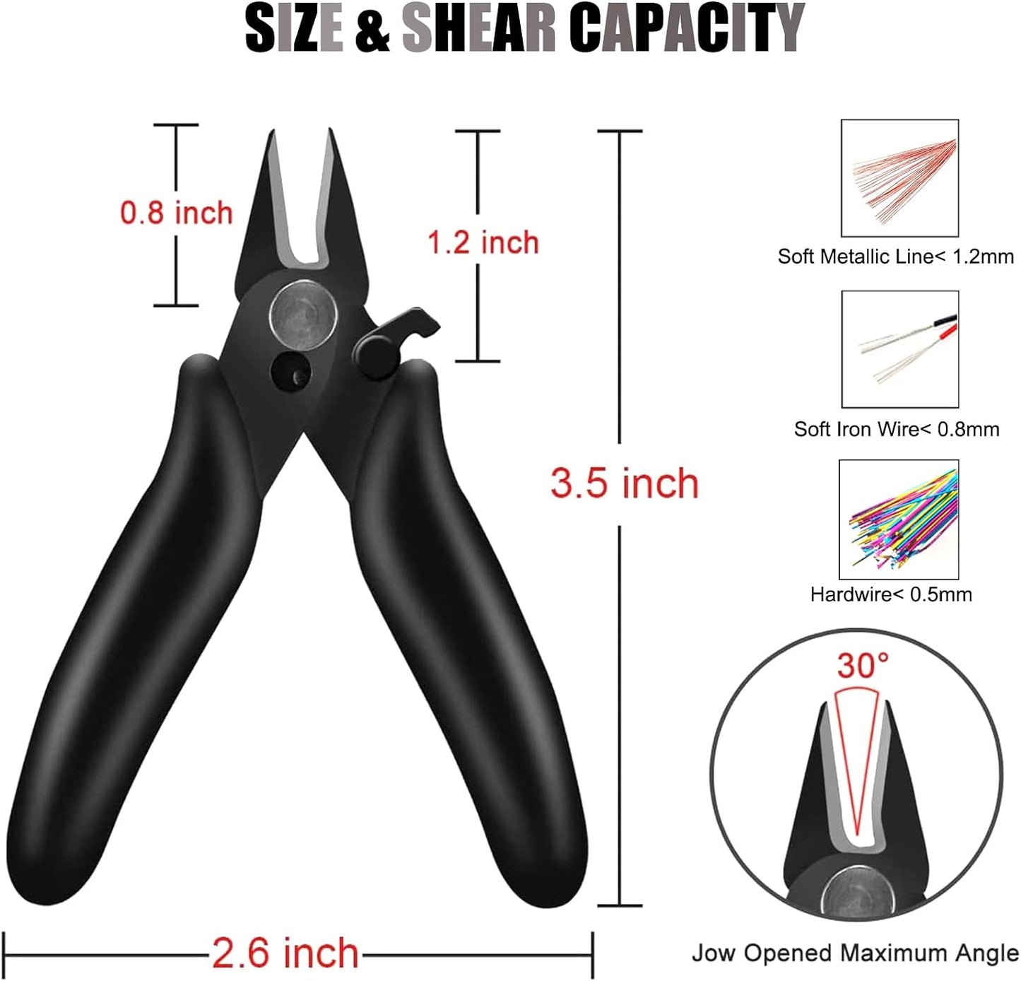 BOENFU 3.5 Inches Mini Cutter with Lock, Flush Cutters, Small Wire Snips, Micro Wire Cutter with Spring, Black