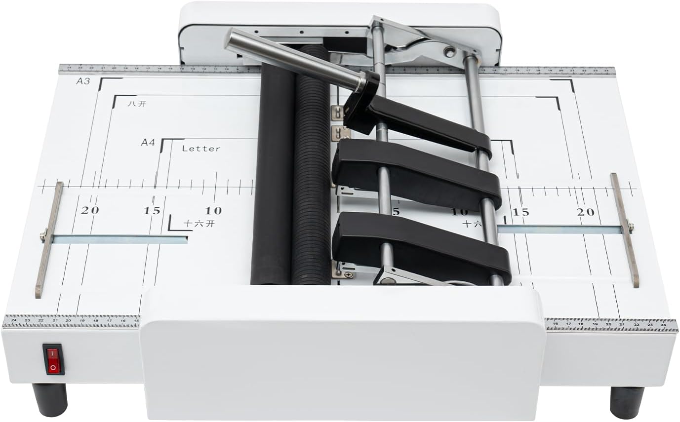 Booklet Folding Binding Machine, A3 110V Paper Folding Machine 2 in 1 Multifunctional Automatic Book Maker Stapling for Schools Print Stores Offices & Factory