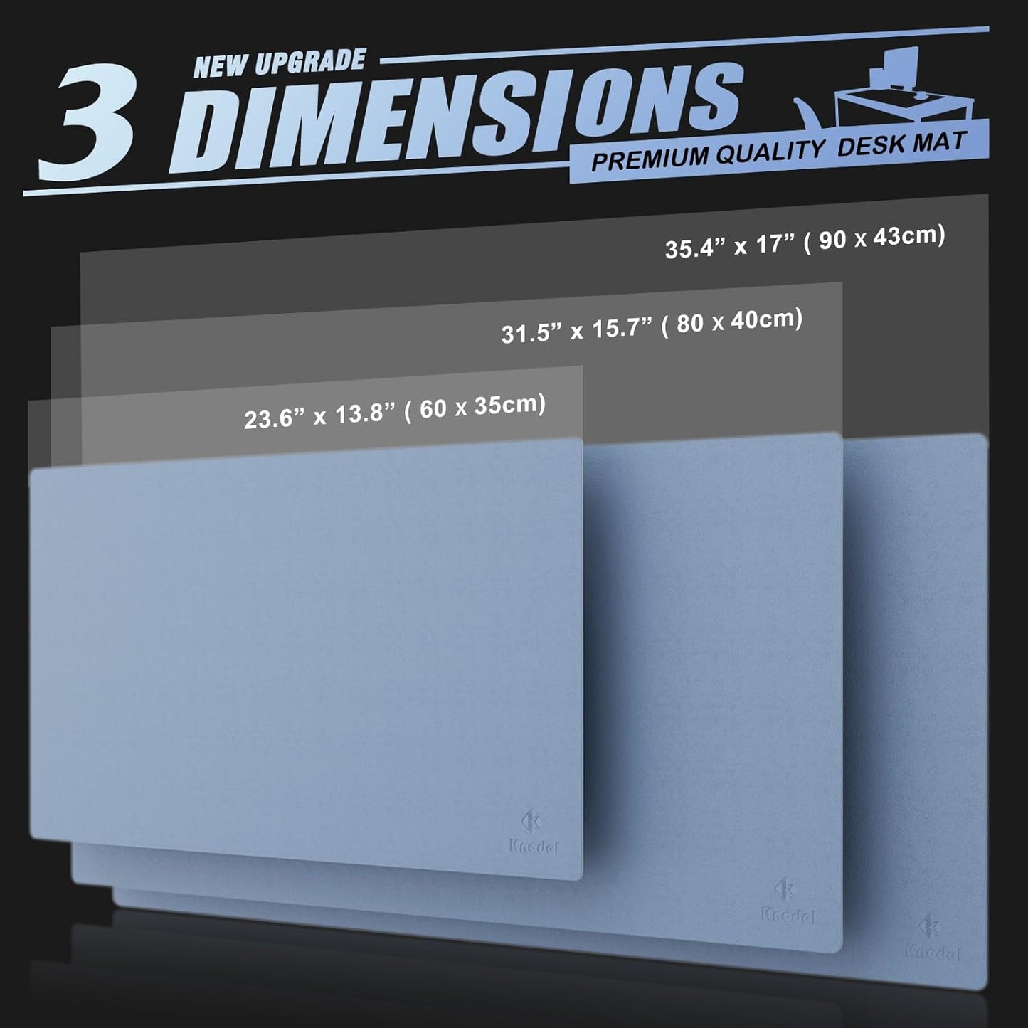 K KNODEL Large Office Leather Desk Mat, Mouse and Keyboard Pad, Computer and Laptop Mat, Desktop Protector and Cover, Writing Pad and Blotter (31.5"x15.7", Lake Blue)