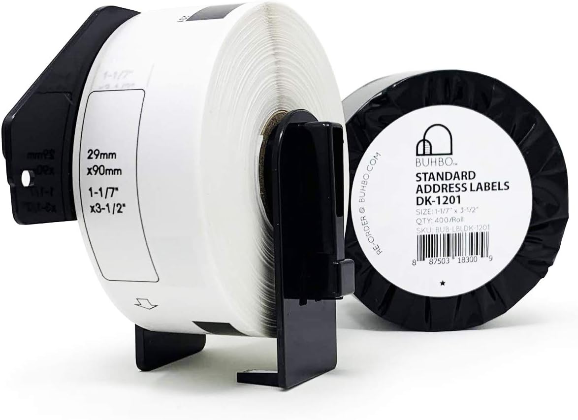 Buhbo Compatible Refill Replacement Label for Brother DK-1201 1-1/7" x 3-1/2" for Address and Barcodes (20 Pack / 400 Labels Per Roll)