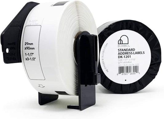 Buhbo Compatible Refill Replacement Label for Brother DK-1201 1-1/7" x 3-1/2" for Address and Barcodes (20 Pack / 400 Labels Per Roll)