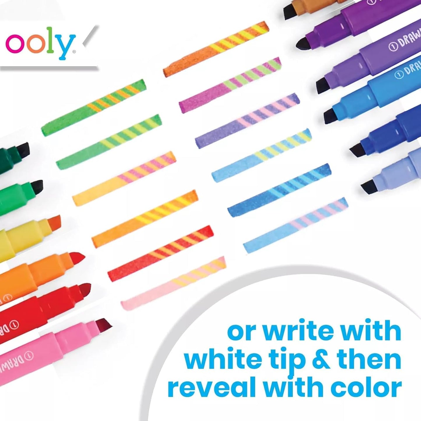 Ooly 12 Pack Switch-eroo Color Changing Markers, Dual Tip Markers for Kids, Double Ended Chisel Tip Marker Set Great for Art Back to School Supplies, Drawing and Stationery Sets