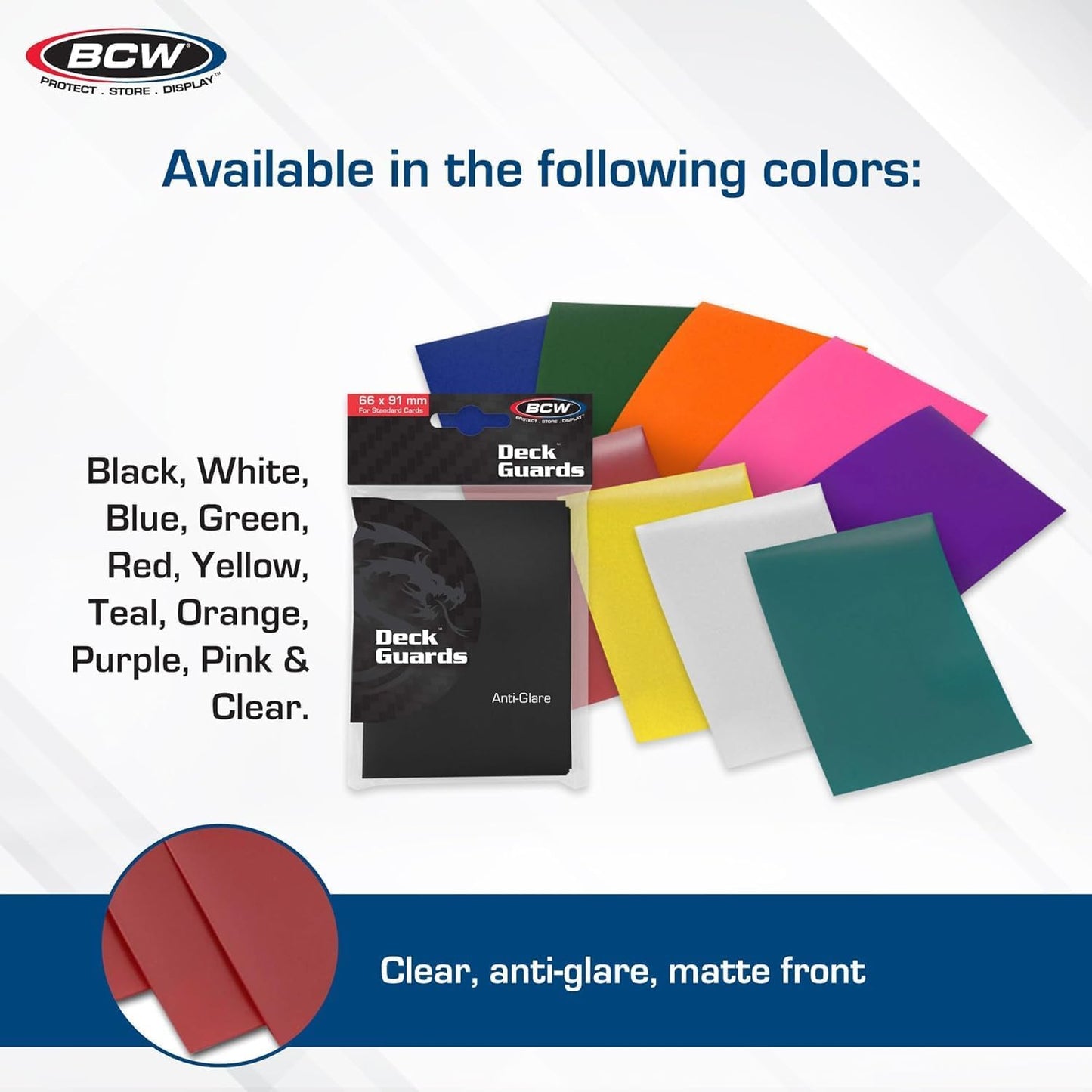BCW Deck Guard - Double Matte Card Sleeves | 500 Count Box (10 Packs of 50 Sleeves) |Acid-Free, No PVC | Fits 2.5" x 3.5" Game Cards | Archival Safe Sleeves for Card Protection (Pink)