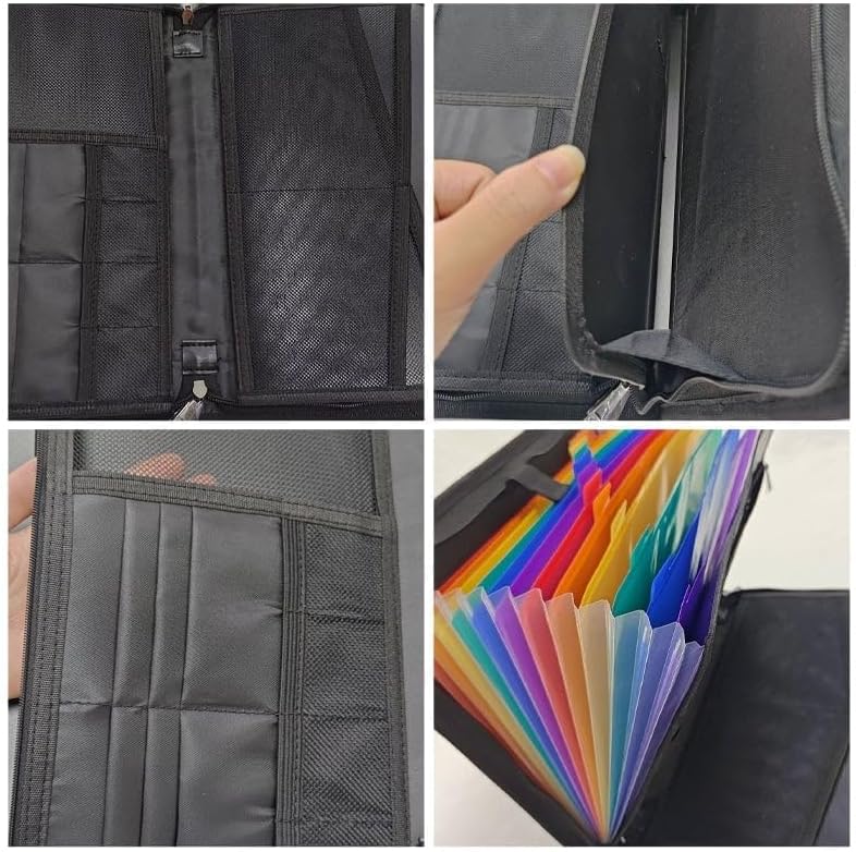 Large Capacity A4 Fireproof File Folder with Handle, Waterproof & Dustproof Accordion Document Organizer with Multiple Pockets for Home, Office & Travel (2 Set)