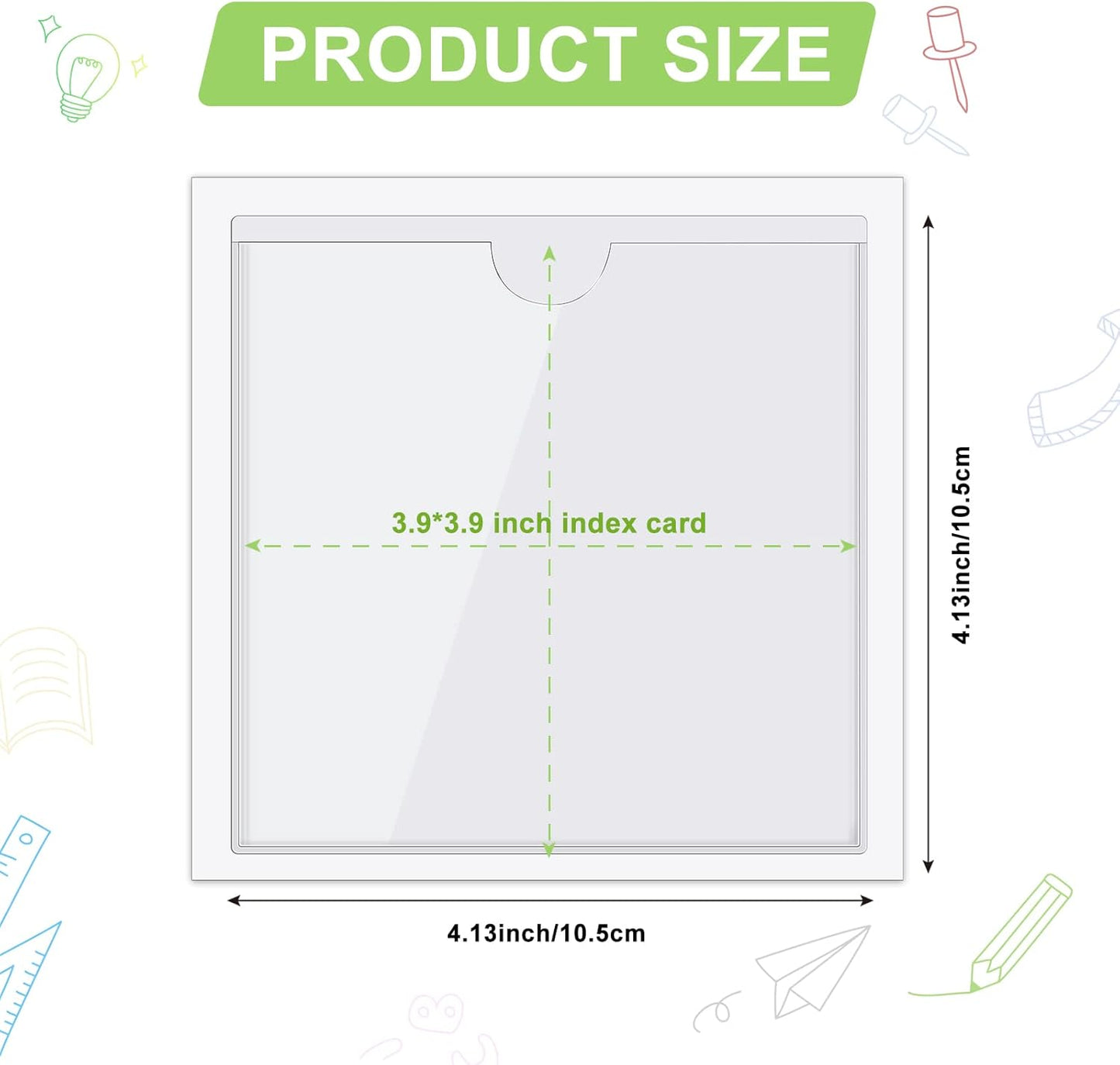 30 Pack Self-Adhesive Index Card Pockets with Top Open for Loading - Ideal Index Card Holder for Organizing and Protecting - Crystal Clear Plastic (4.13 x 4.13 Inches)