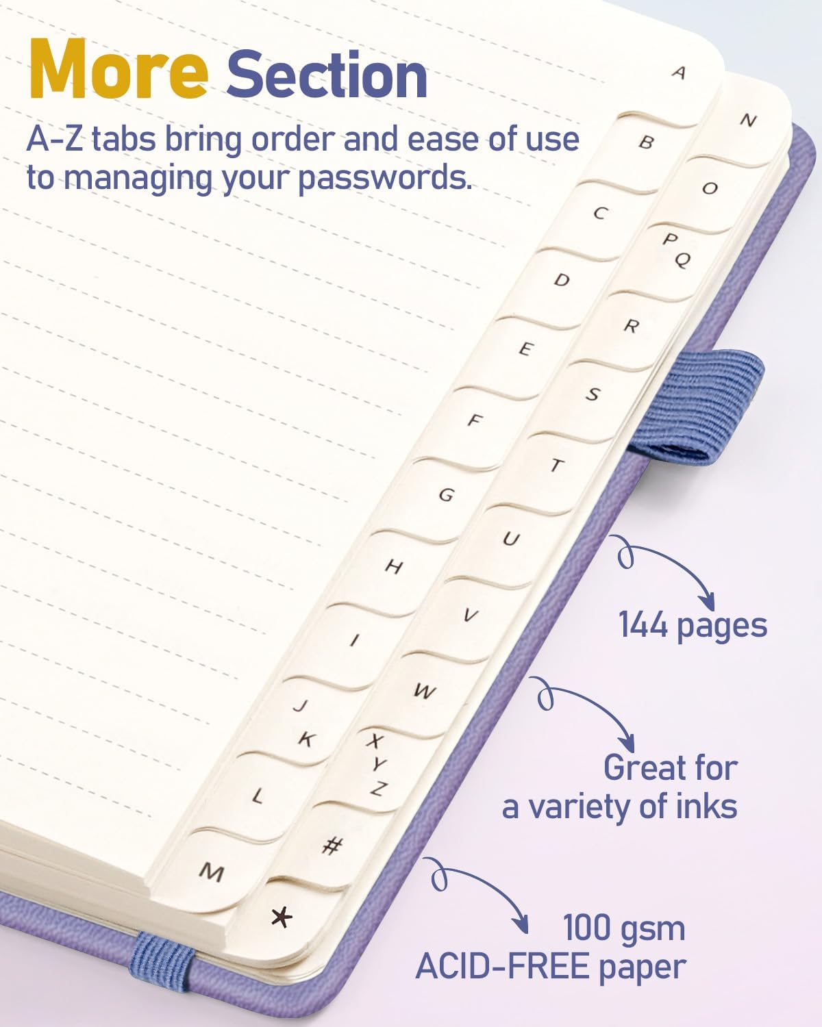 WEMATE Password Book with Alphabetical Tabs, Spiral Password Keeper Book for Seniors, Internet Password Notebook Password Journal Logbook Log in Detail, Small – 4.7''x 6'' (Purple)