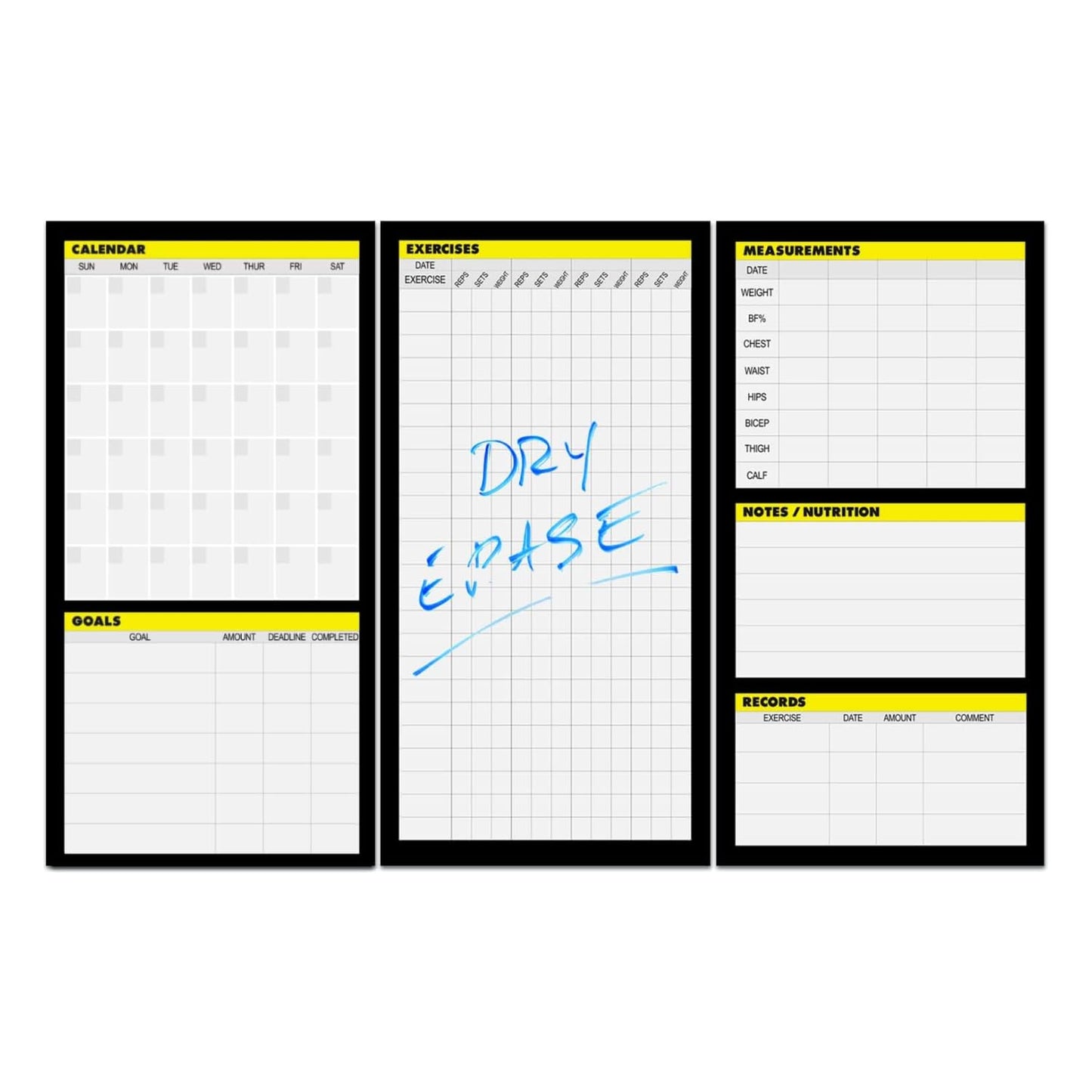 Dry Erase Workout Calendar Poster - Fitness Planner with To-Do List, Notes Section for Home Gym Tracking