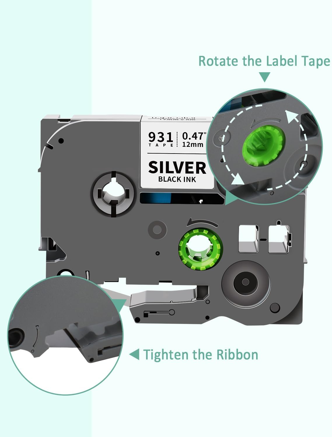 6-Pack 12mm 0.47" Laminated Multi-Color Label Tape Compatible for Brother Tze-931 Tze-831 Tze-233 Tze-334 Tze-335 P Touch Tape Tze Tz 12mm 0.47" Color for PTH110 PTD220 PTD210 PTD400 PTD610BT