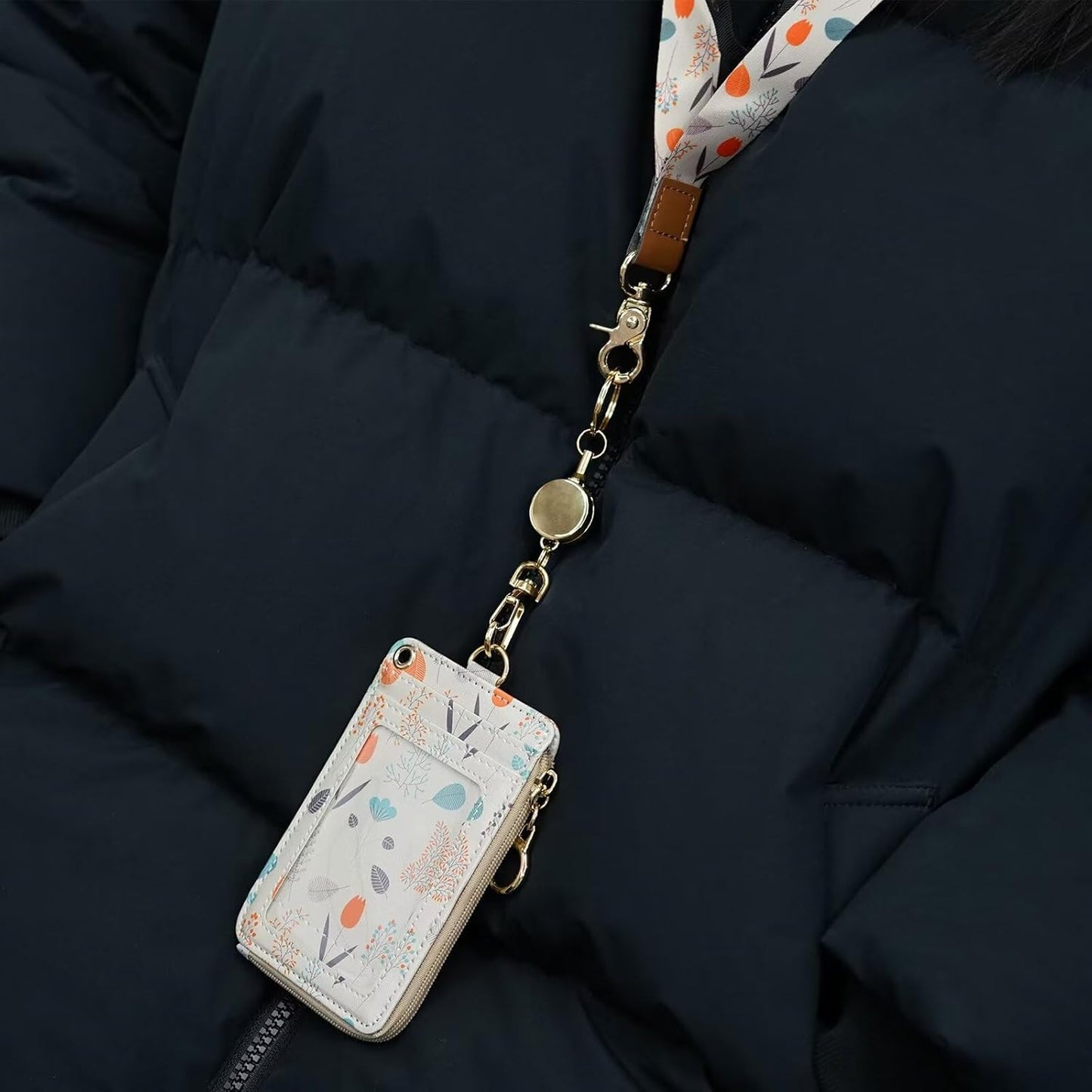 bolimoss Retractable Badge Holder ID Carabiner Badge Reels Cute Metal Retractable Key Ring for Name Card Keychains Women Men,3 Packs (Rose Gold,Gold,Black)