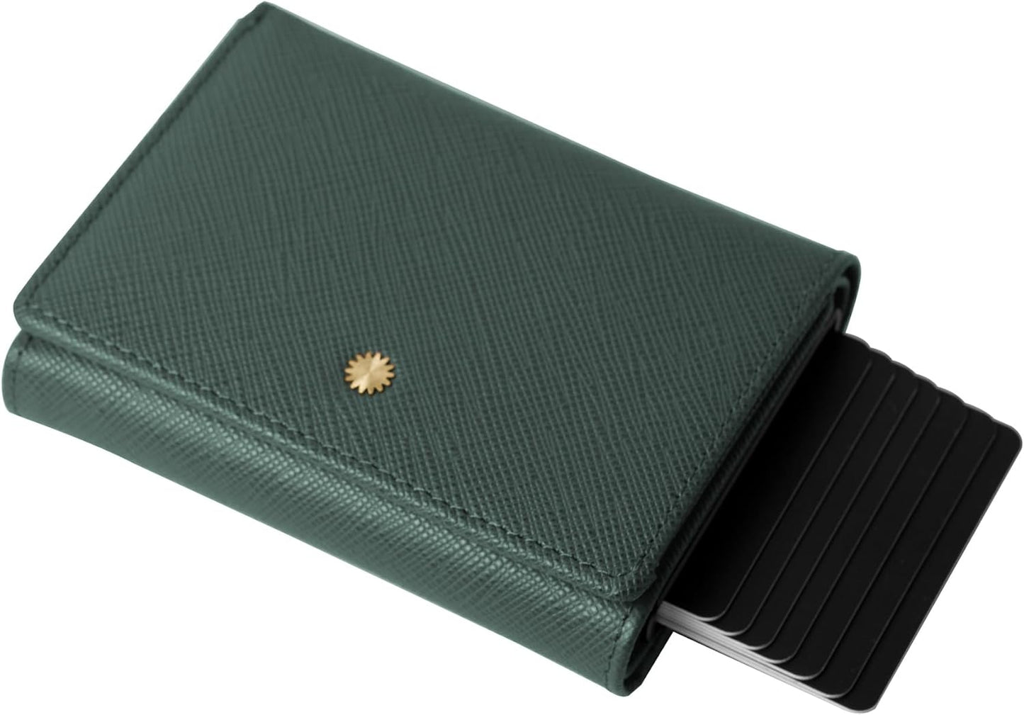 Trifold Genuine Leather Wallet/Smart Card Holder / W5 (Green Saffiano)
