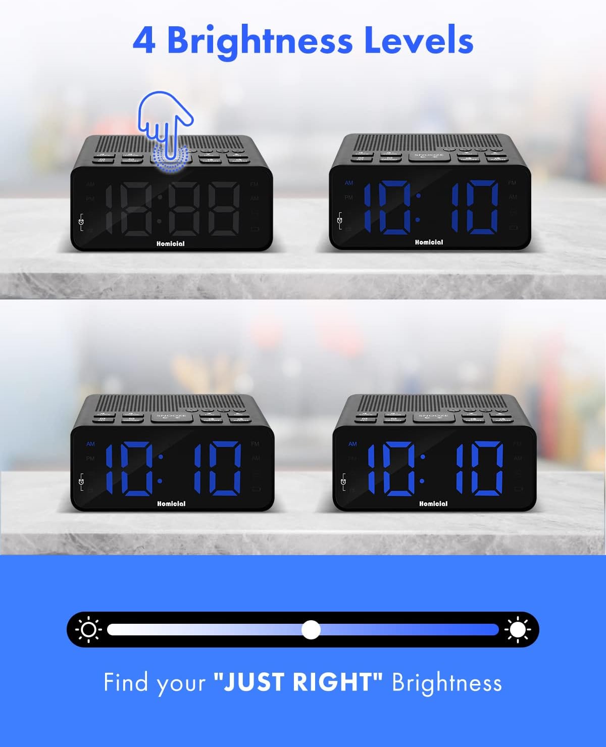 Digital Alarm Clock Radio with AM/FM Radio, Multi-Colors 1.4” LED Digits, Preset, Sleep Timer and Clear Display with Dimmer for Bedroom Bedside, Battery/Plug-in Powered