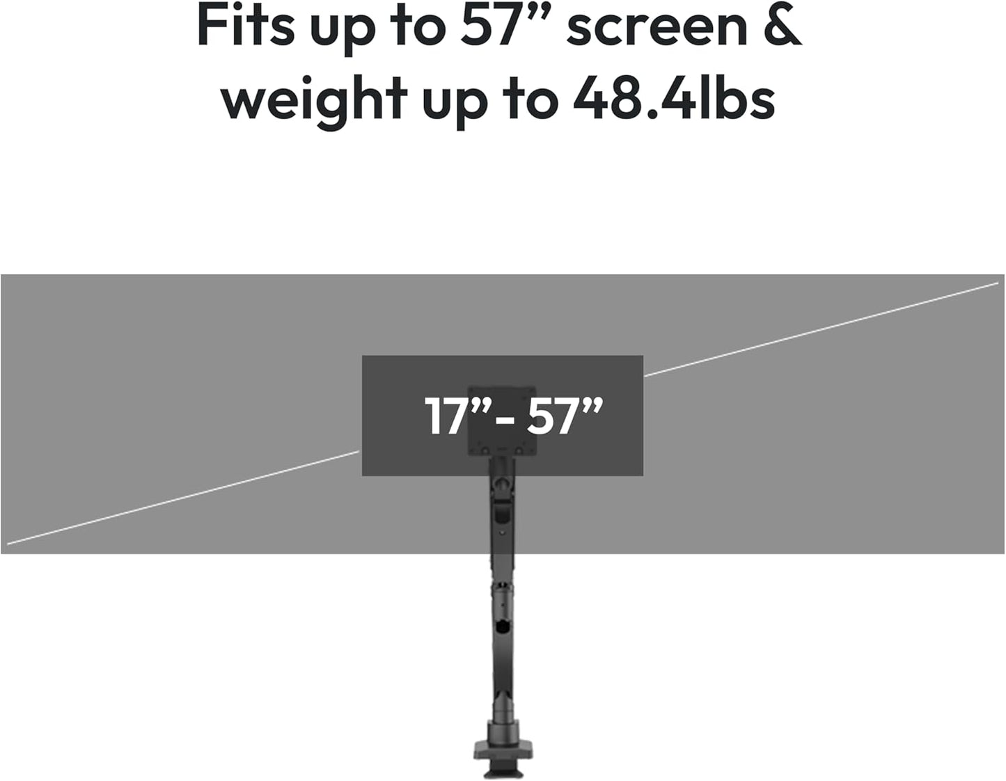 Pixio PS2S Titan Black Ultrawide Mega Heavy-Duty Premium Single Monitor Arm Stand fits up to 57 inch Monitors Holds up to 59.4lbs VESA Compatible Integrated Cable Management