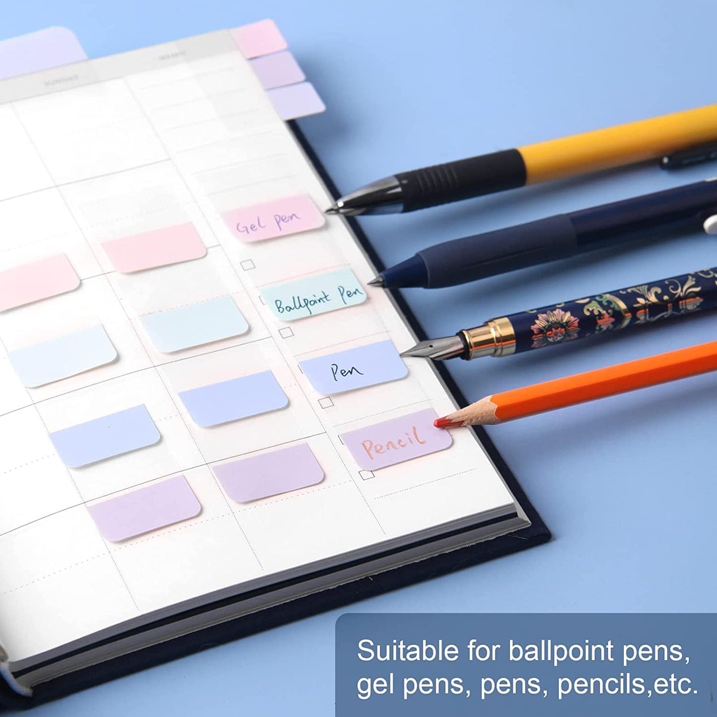 420 pcs Index Tabs, 3 Sizes Colored Page Markers, Writable and Repositionable Book Tabs, Page Tabs for Reading Notes, Books and Classify Files(Light Color)