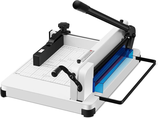 12 Inch A4 Guillotine Paper Cutter Heavy Duty Paper Cutter 400 Sheet Capacity Stack Cards Trimmer Steel Slicer with Metal Base for Cards Leather Office Home School (Beige)