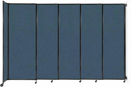 Wall-Mounted Sliding StraightWall Room Divider | Adjustable Widths | Locking Wheels | Room Separator | Up to 11'3" Wide x 7'6" Tall Caribbean Fabric Panels