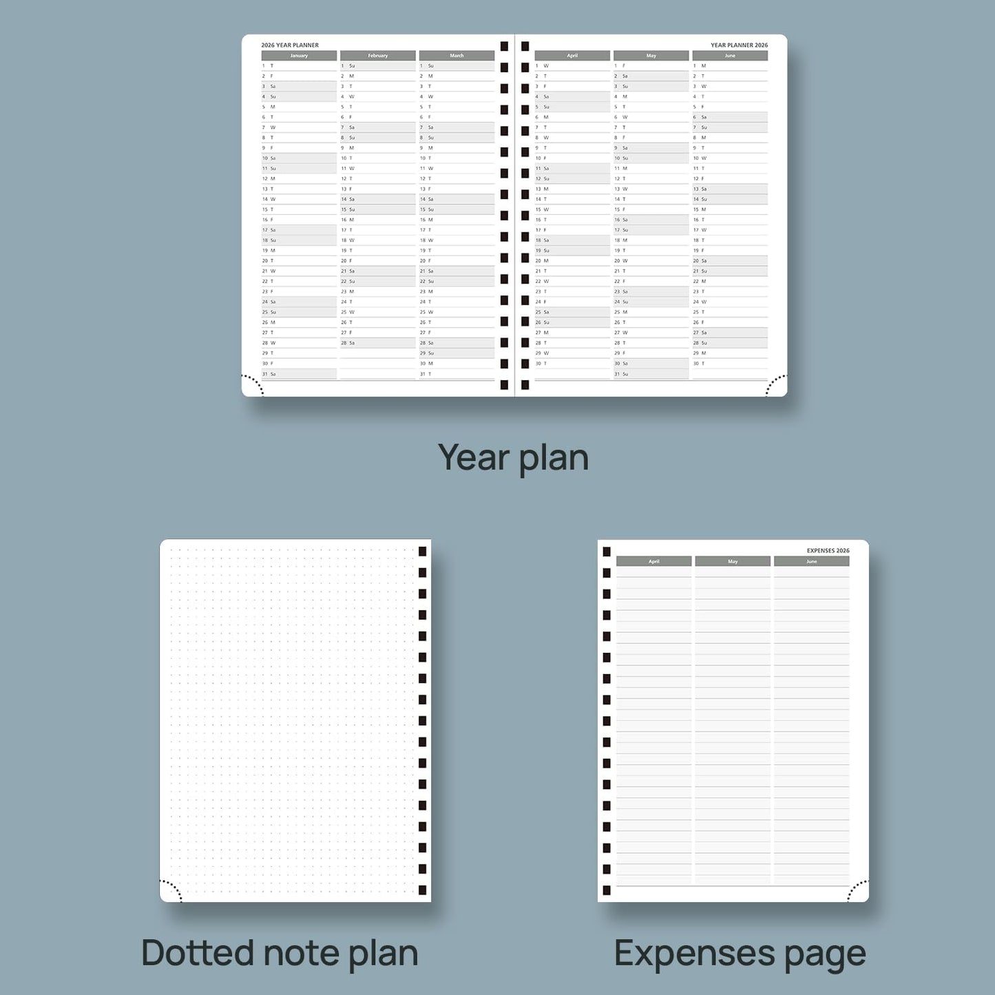 POPRUN 2026 Planner (Medium - 6.5'' x 8.5'') with Hourly Schedule, Vertical Layout - 2026 Weekly Calendar (Jan. 2026 - Dec.2026) for Time Management, Monthly Tabs, Spiral Bound, Soft Cover - Green