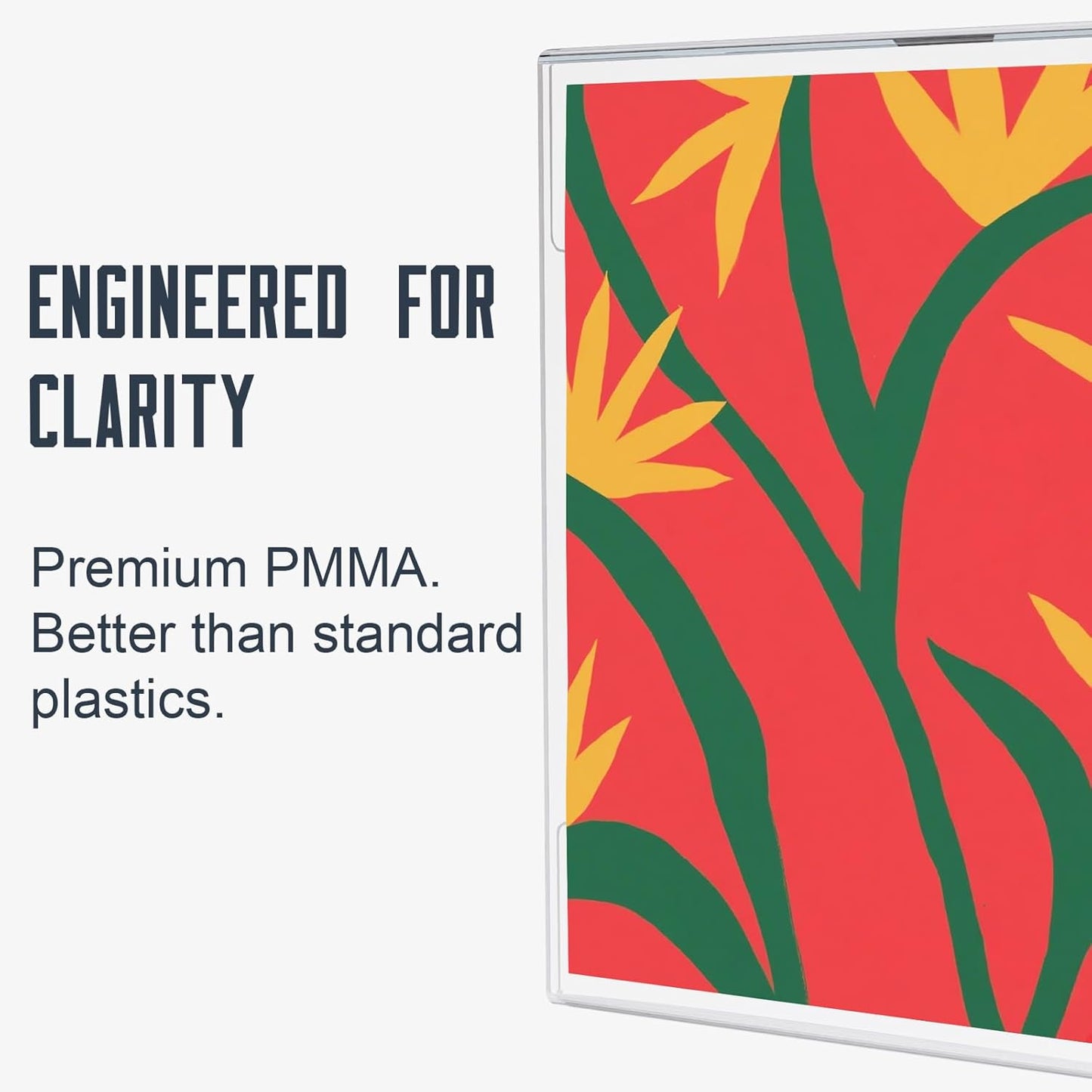 8.5x11 Clear Acrylic Plexi Sign Holders with Double Sided Adhesive Tape, Wall Sign Memo Document Menu Holder for Office, Home, Store, Restaurant-No Drilling (6 Pack)