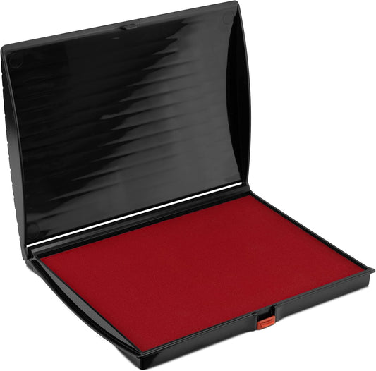 Large Premium Crimson Red Ink Stamp Pad - 5" by 7" - Quality Felt Pad - Case with Closing snap