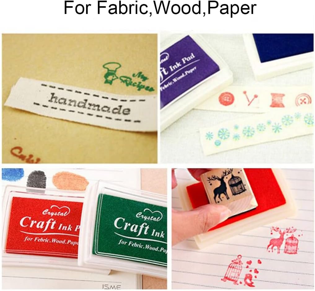6 Pcs Craft Ink Pad, Washable Ink Pads for Kids Multicolor Ink Pads for Rubber Stamps, Paper, Scrapbooking, Wood Fabric, 6 Unique Pure Colors