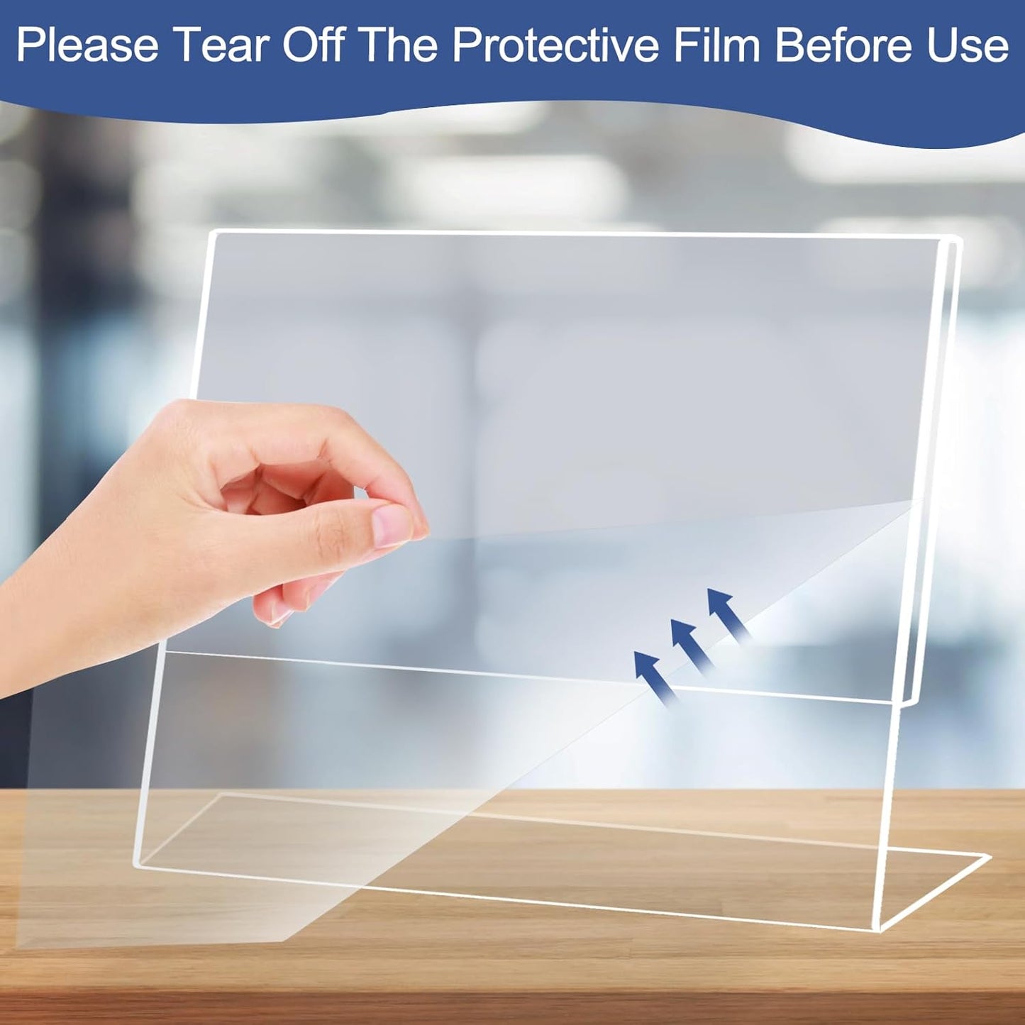 Slanted Back Acrylic Sign Holder 8.5 x 11 Horizontal, Clear Tabletop Stands for Display 11 x 8.5, Plastic Paper Holders for Office, Home, Restaurant (6 Pack)