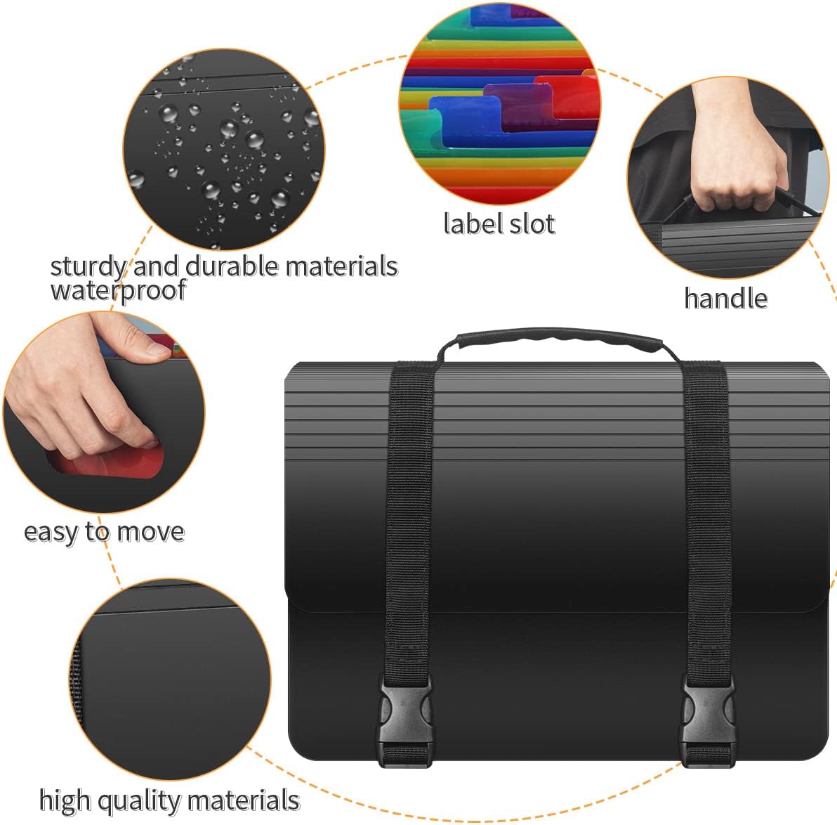 25 Pockets Accordion File Organizer with Handle, Expanding File Folders,Important Papers Document Organizer,Expandable,Durable,Perfect Portable Filing Box for Office,Home,A4/Letter Size,a-z Tab