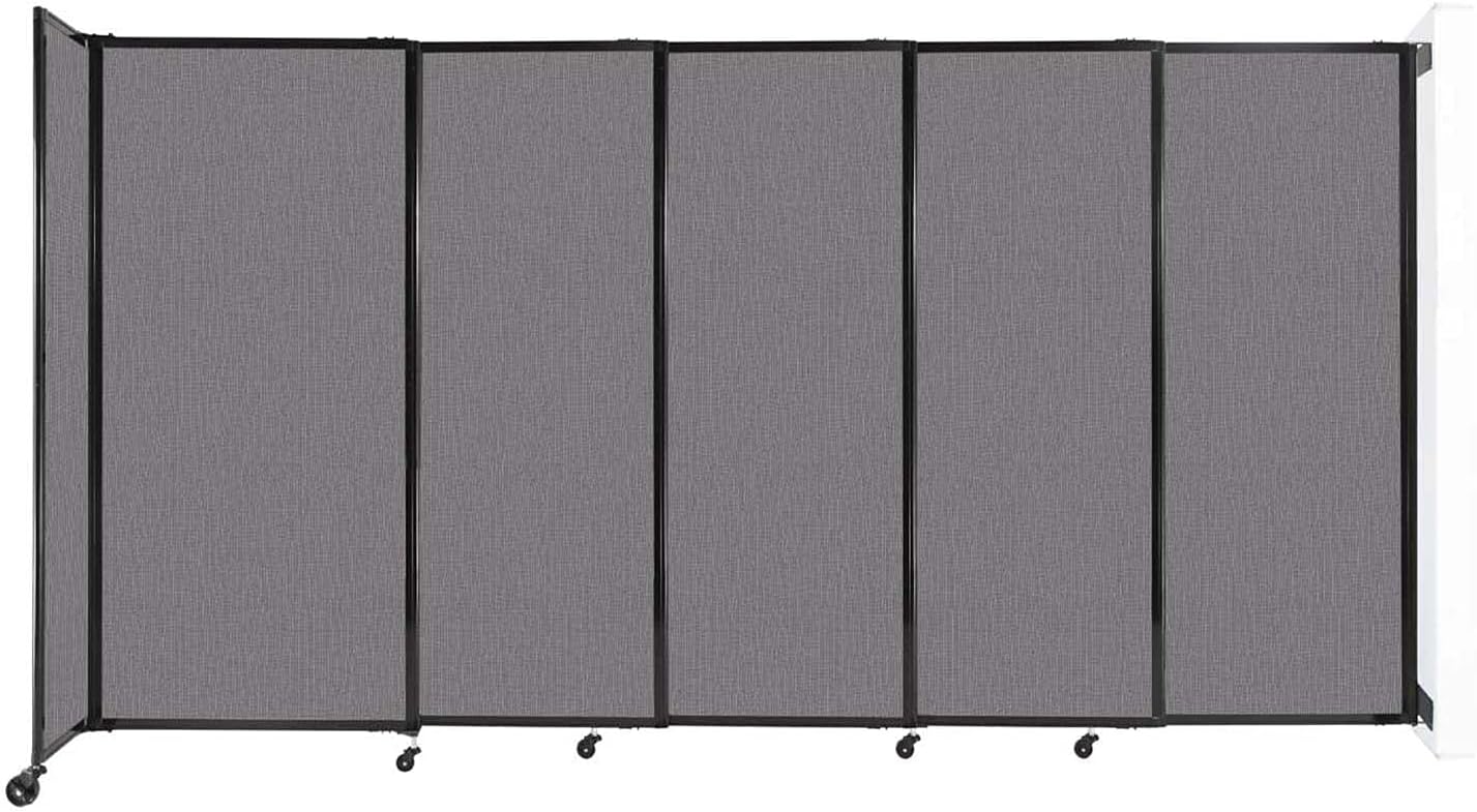 Wall-Mounted Sliding StraightWall Room Divider | Adjustable Widths | Locking Wheels | Room Separator | Up to 11'3" Wide x 6' Tall Slate Fabric Panels